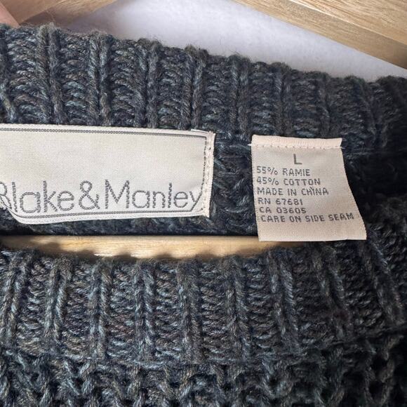 Vintage BLAKE&MANLEY Slouchy Grandpa Sweater Ramie Cotton Knit Pullover Size L - Picture 3 of 4